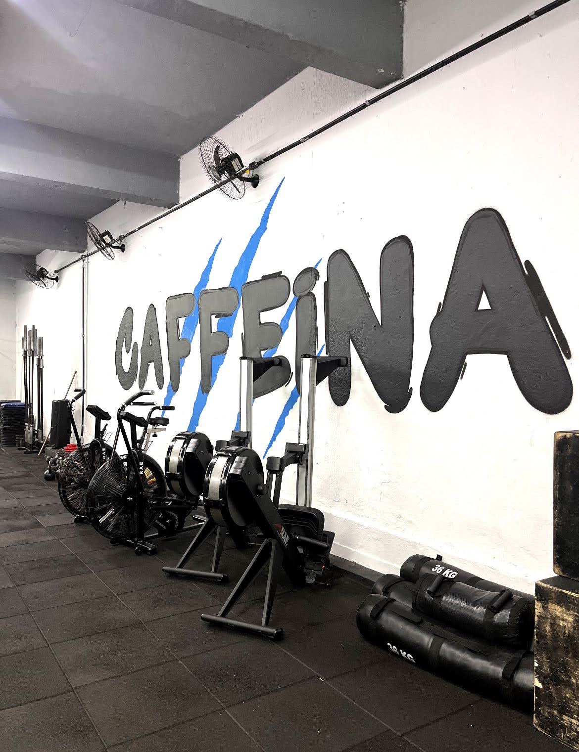 Área de treino da Caffeina Cross com equipamentos modernos - Área de musculação